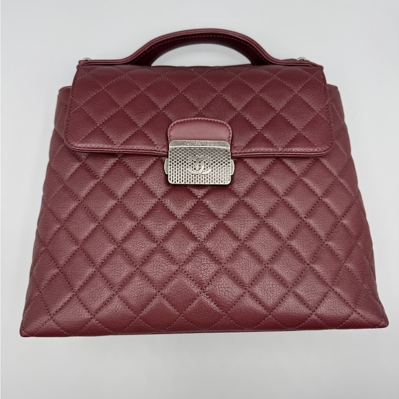 Chanel burgundy University top handle with chain strap - Picture 2 of 14